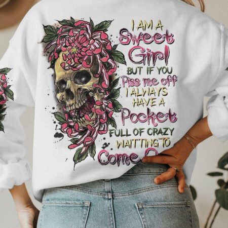 I AM A SWEET GIRL FLOWER SKULL ALL OVER PRINT - TLNZ0102233