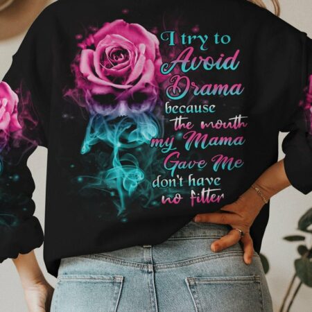I TRY TO AVOID DRAMA SMOKE SKULL ALL OVER PRINT - YHHN2812222