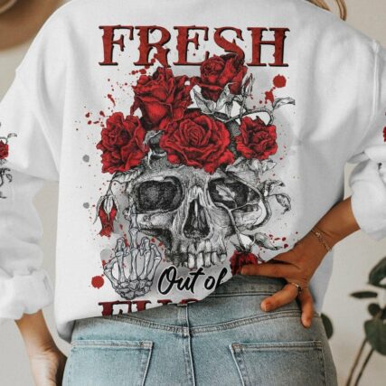 FRESH OUT OF F SKETCH ROSE SKULL ALL OVER PRINT - TLNZ0203235