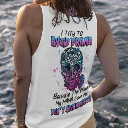 I TRY TO AVOID DRAMA TATTOOED SKULL ALL OVER PRINT - TLNZ0612223