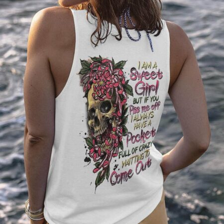 I AM A SWEET GIRL FLOWER SKULL ALL OVER PRINT - TLNZ0102233
