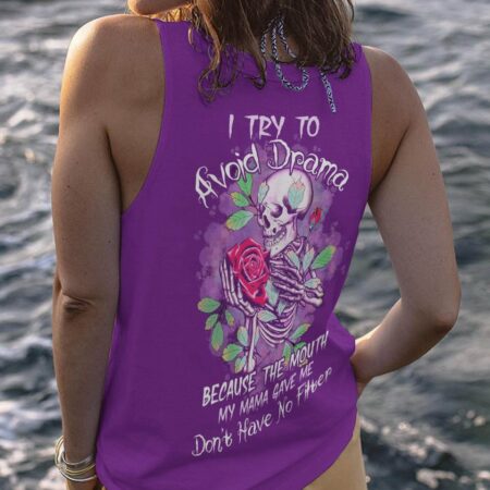 I TRY TO AVOID DRAMA ROSE SKELETON ALL OVER PRINT - TLTW1401231