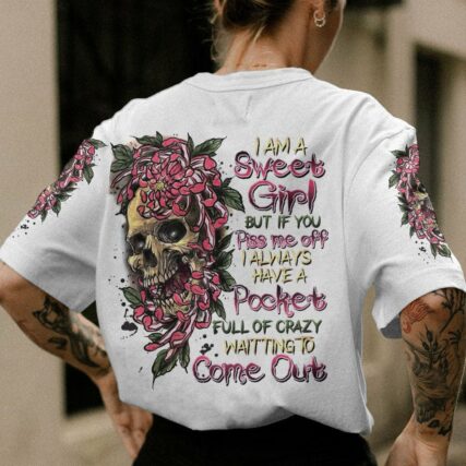 I AM A SWEET GIRL FLOWER SKULL ALL OVER PRINT - TLNZ0102233