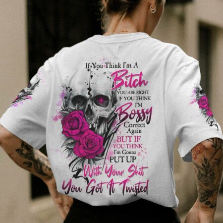 IF YOU THINK I'M A B PINK ROSE SKULL ALL OVER PRINT - TLTW2911221