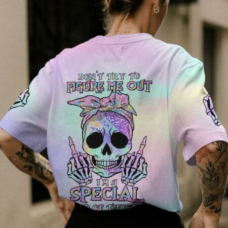 DON'T TRY TO FIGURE ME OUT LEOPARD HOLO SKULL ALL OVER PRINT - TLTR0612222