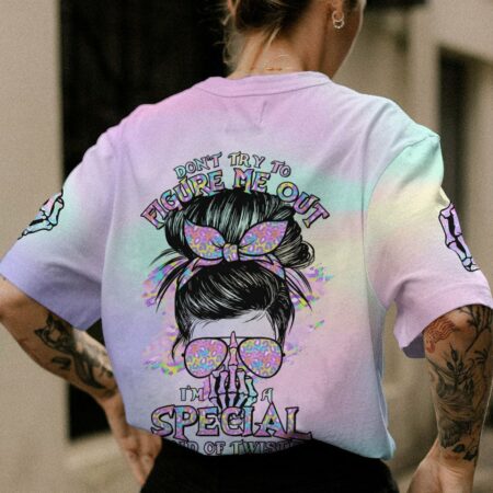 DON'T TRY TO FIGURE ME OUT MESSY BUN HOLO ALL OVER PRINT - TLTR1212221