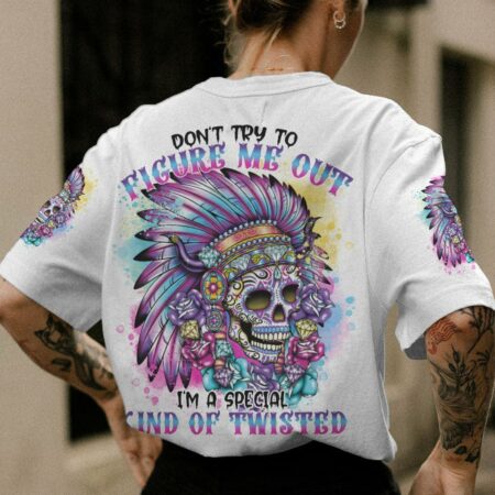 DON'T TRY TO FIGURE ME OUT NATIVE SKULL ALL OVER PRINT - TLNO0612222