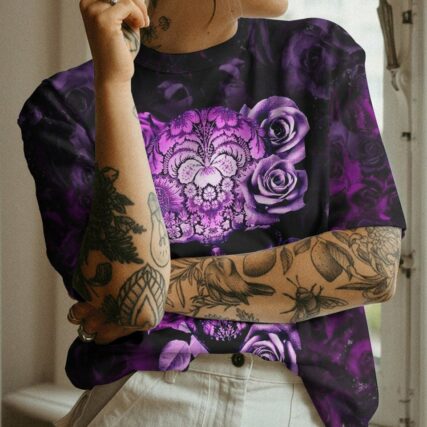 I AM THE STORM PURPLE ROSE SKULL ALL OVER PRINT - TLTM1612221