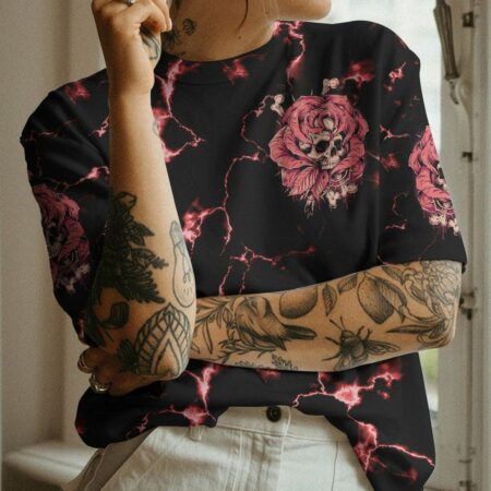 I AM THE STORM SKULL BONES WITH ROSE ALL OVER PRINT - TLTM0612223