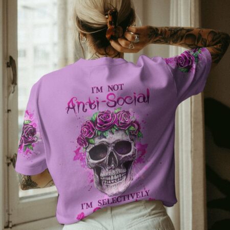 I'M NOT ANTI-SOCIAL ROSE SKULL ALL OVER PRINT - YHHG0512222