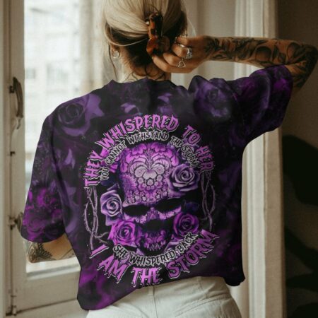 I AM THE STORM PURPLE ROSE SKULL ALL OVER PRINT - TLTM1612221