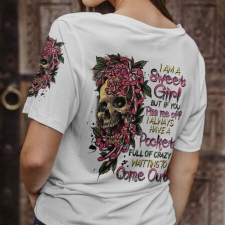 I AM A SWEET GIRL FLOWER SKULL ALL OVER PRINT - TLNZ0102233