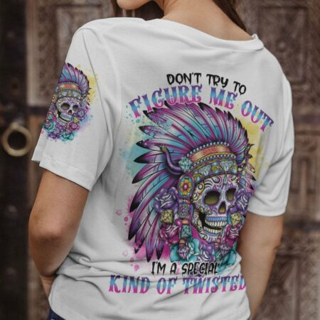 DON'T TRY TO FIGURE ME OUT NATIVE SKULL ALL OVER PRINT - TLNO0612222