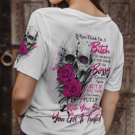 IF YOU THINK I'M A B PINK ROSE SKULL ALL OVER PRINT - TLTW2911221