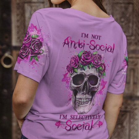 I'M NOT ANTI-SOCIAL ROSE SKULL ALL OVER PRINT - YHHG0512222