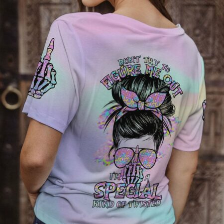 DON'T TRY TO FIGURE ME OUT MESSY BUN HOLO ALL OVER PRINT - TLTR1212221