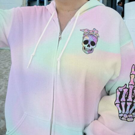 DON'T TRY TO FIGURE ME OUT LEOPARD HOLO SKULL ALL OVER PRINT - TLTR0612222