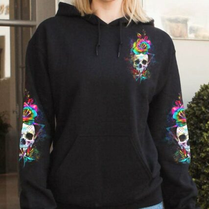 I TRY TO AVOID DRAMA TIE DYE SKULL ALL OVER PRINT - YHHG3012223