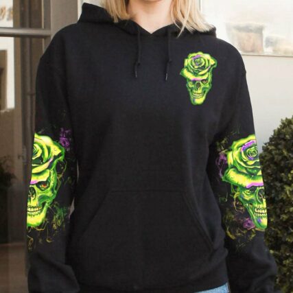 DON'T TRY TO FIGURE ME OUT GREEN SKULL ROSE ALL OVER PRINT - TLTW2212221