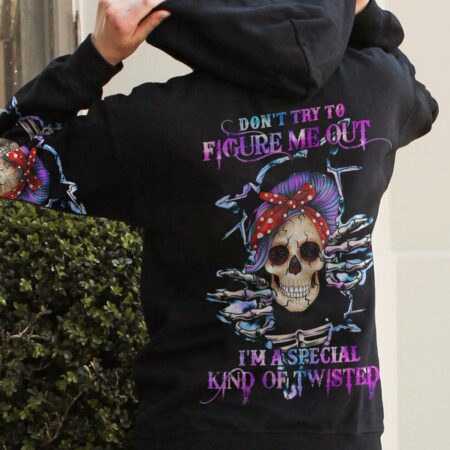 DON'T TRY TO FIGURE ME OUT PURPLE MESSY BUN ALL OVER PRINT - TLTW2511223