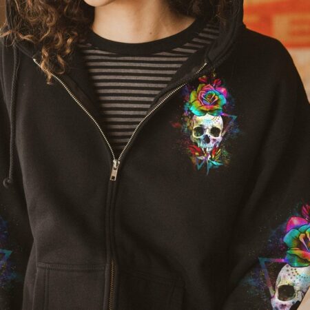 I TRY TO AVOID DRAMA TIE DYE SKULL ALL OVER PRINT - YHHG3012223