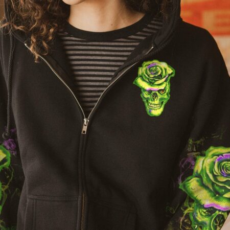DON'T TRY TO FIGURE ME OUT GREEN SKULL ROSE ALL OVER PRINT - TLTW2212221