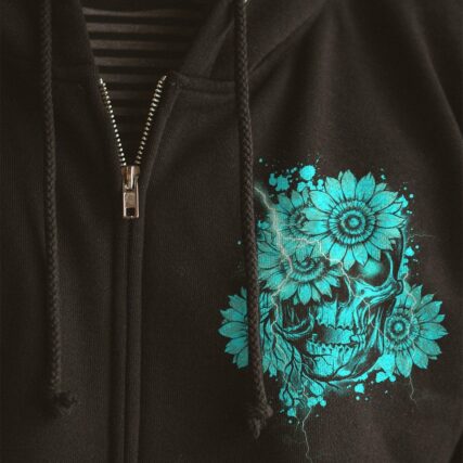I AM THE STORM TEAL SKULL FLOWER ALL OVER PRINT - TLTY1611225