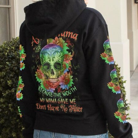 I TRY TO AVOID DRAMA TATTOOED SKULL SUNFLOWER ALL OVER PRINT - TLTW0401231