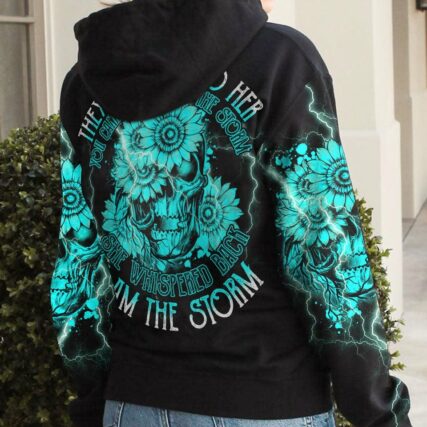 I AM THE STORM TEAL SKULL FLOWER ALL OVER PRINT - TLTY1611225