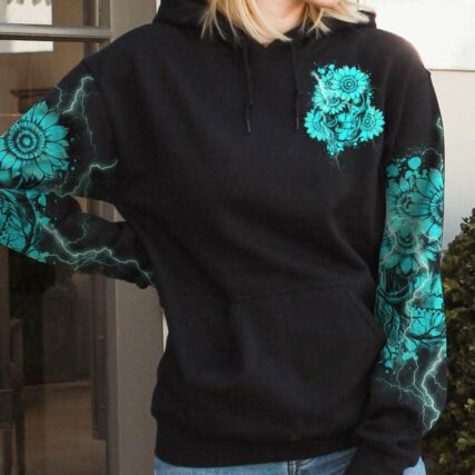 I AM THE STORM TEAL SKULL FLOWER ALL OVER PRINT - TLTY1611225