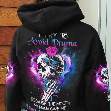 I TRY TO AVOID DRAMA TATTOOED SKULL ALL OVER PRINT - TLNZ1912223