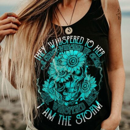 I AM THE STORM TEAL SKULL FLOWER ALL OVER PRINT - TLTY1611225