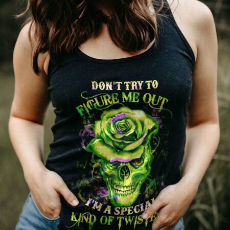 DON'T TRY TO FIGURE ME OUT GREEN SKULL ROSE ALL OVER PRINT - TLTW2212221