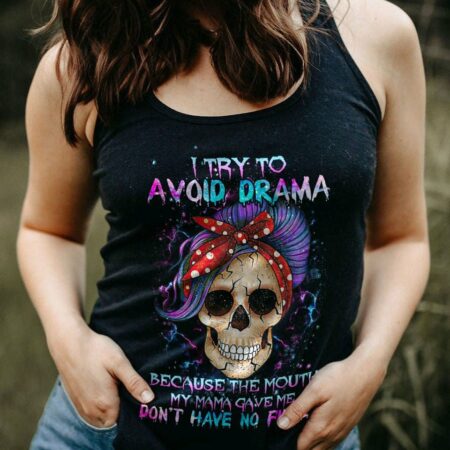 I TRY TO AVOID DRAMA PURPLE MESSY BUN ALL OVER PRINT - TLTR3012222