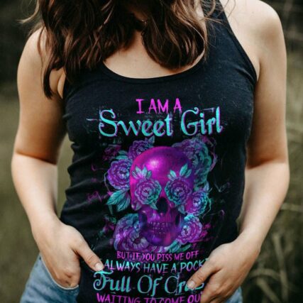 I AM A SWEET GIRL PURPLE FLOWER SKULL ALL OVER PRINT - TLTW1612221