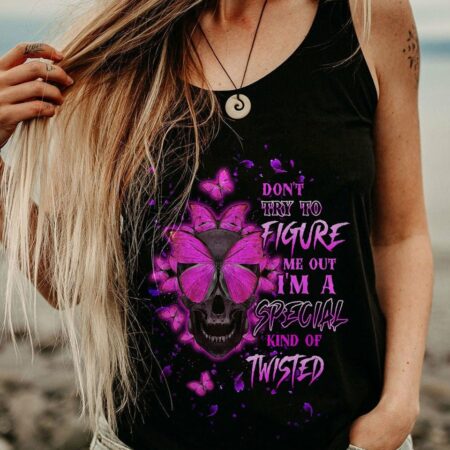 DON'T TRY TO FIGURE ME OUT BUTTERFLY SKULL ALL OVER PRINT - TLTW1611223