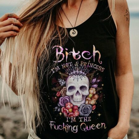 I'M THE F QUEEN FLOWER SKULL ALL OVER PRINT - YHLN1003233