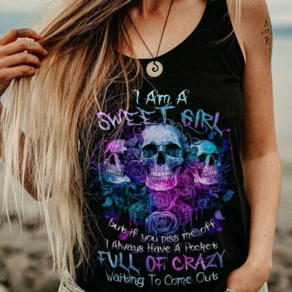 I AM A SWEET GIRL PURPLE FLOWER SKULL ALL OVER PRINT - TLNZ2801233