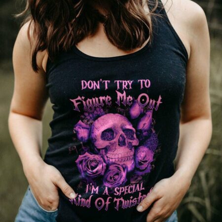 DON'T TRY TO FIGURE ME OUT PURPLE SKULL ROSE ALL OVER PRINT - TLTW1912221