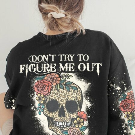 DON'T TRY TO FIGURE ME OUT LEOPARD SKULL ALL OVER PRINT - TLTY1411221