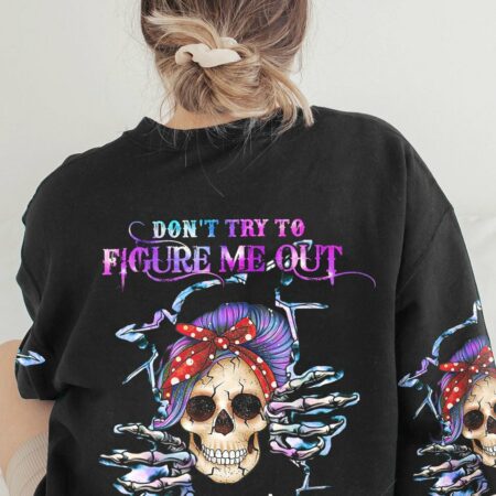 DON'T TRY TO FIGURE ME OUT PURPLE MESSY BUN ALL OVER PRINT - TLTW2511223