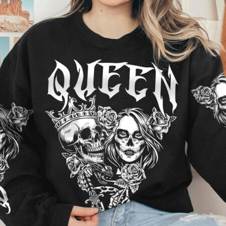 KING QUEEN GOTHIC SKULL COUPLE ALL OVER PRINT - TLTR1101234