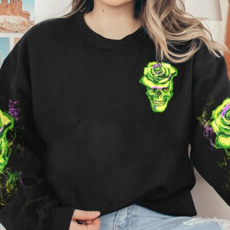 DON'T TRY TO FIGURE ME OUT GREEN SKULL ROSE ALL OVER PRINT - TLTW2212221