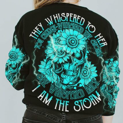 I AM THE STORM TEAL SKULL FLOWER ALL OVER PRINT - TLTY1611225