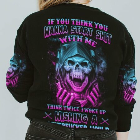 IF YOU THINK YOU WANNA VAMPIRE SKULL ALL OVER PRINT - TLNZ0911221