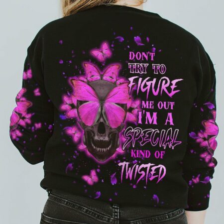 DON'T TRY TO FIGURE ME OUT BUTTERFLY SKULL ALL OVER PRINT - TLTW1611223