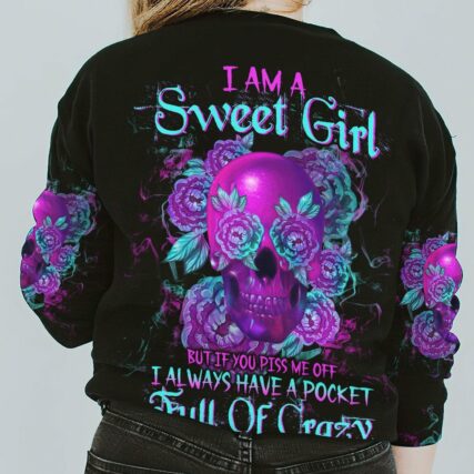 I AM A SWEET GIRL PURPLE FLOWER SKULL ALL OVER PRINT - TLTW1612221