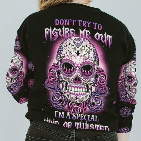 DON'T TRY TO FIGURE ME OUT SUGAR SKULL ROSE ALL OVER PRINT - TLTW1411221