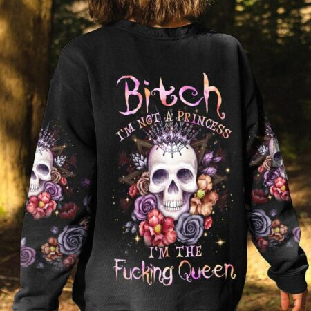 I'M THE F QUEEN FLOWER SKULL ALL OVER PRINT - YHLN1003233