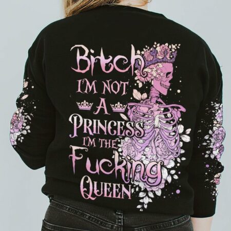 I'M A FKING QUEEN FLORAL SKELETON ALL OVER PRINT - TLTY2211222